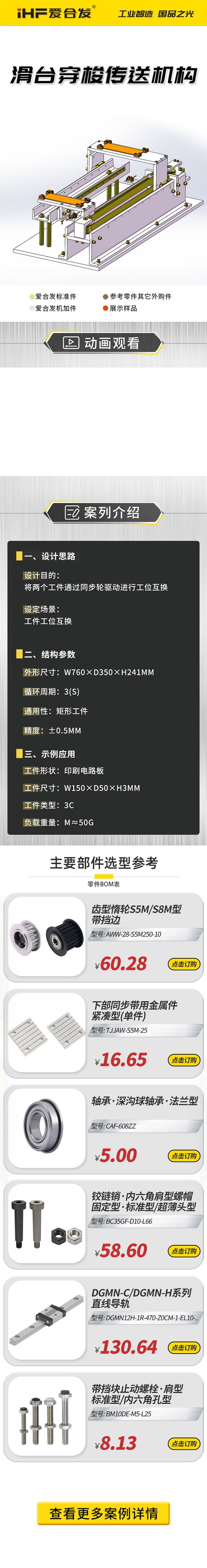 愛合發(fā)：案例介紹，滑臺穿梭傳動機構(gòu) 